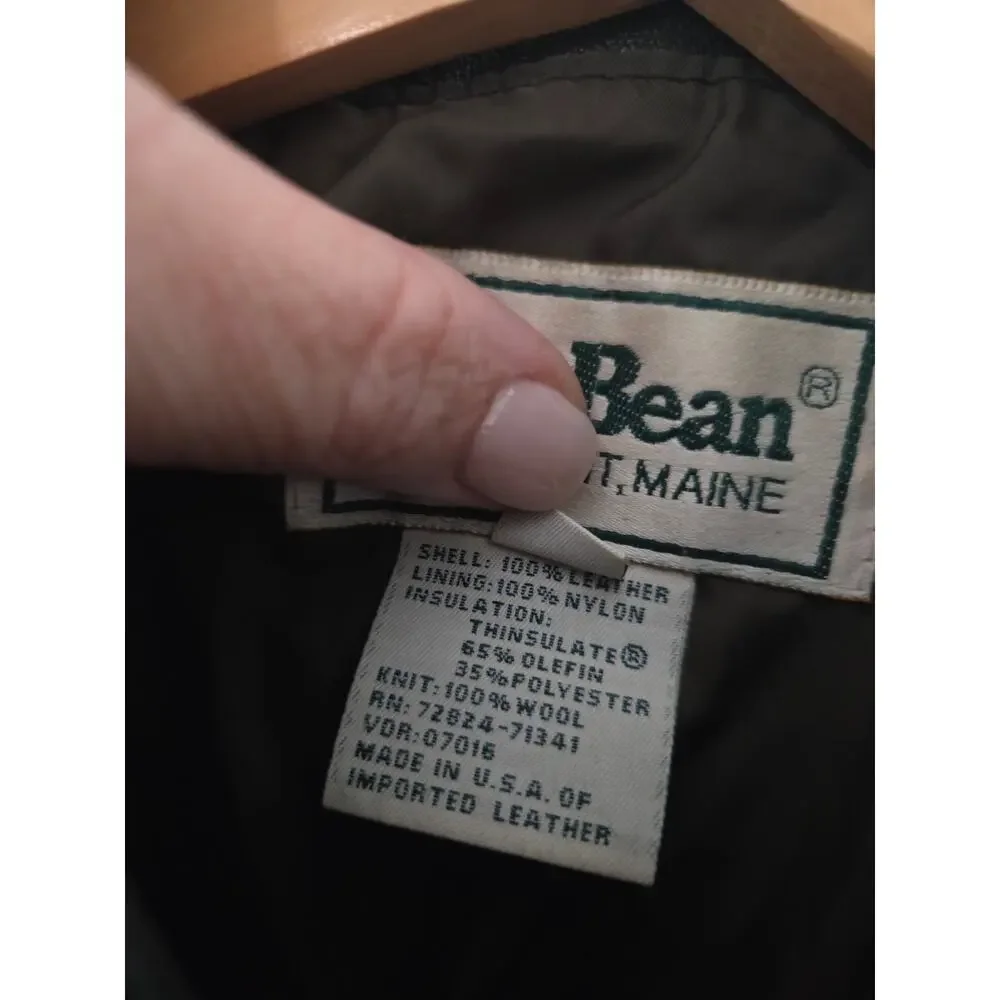 L.L. Bean Men's 40 TALL Leather Bomber Jacket Brown A-2 Flight Thinsulate